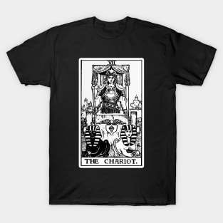 VII. The Chariot Tarot Card | Black and white T-Shirt